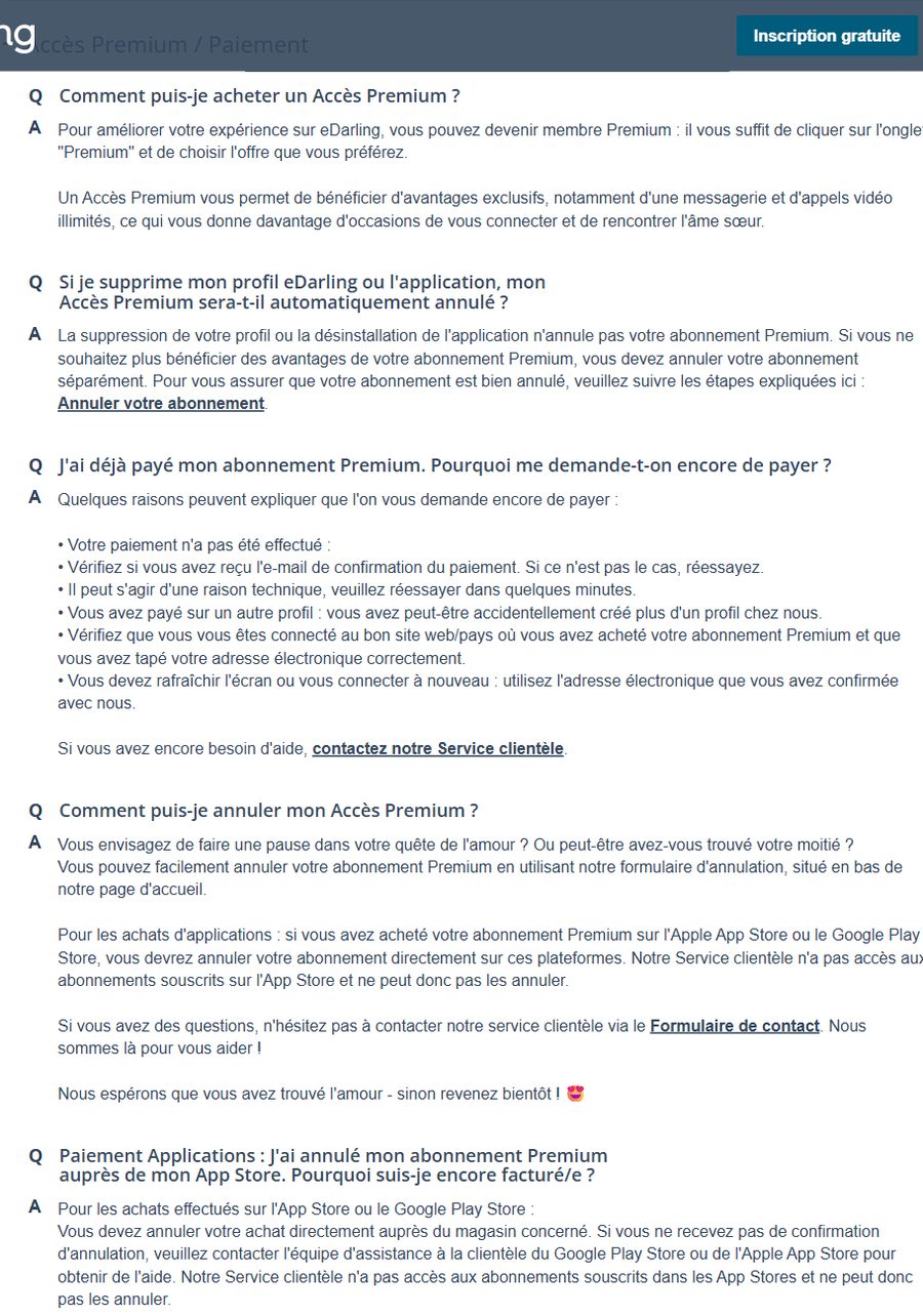 capture de la FAQ Premium